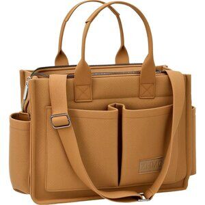 Women's Upgrade Brown Imported Canvas Laptop Crossbody Work Large Tote Handbags
